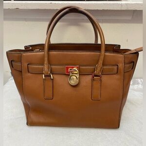 Michael Kors Hamilton Traveler LG Leather Satchel Shoulder Bag no shoulder strap